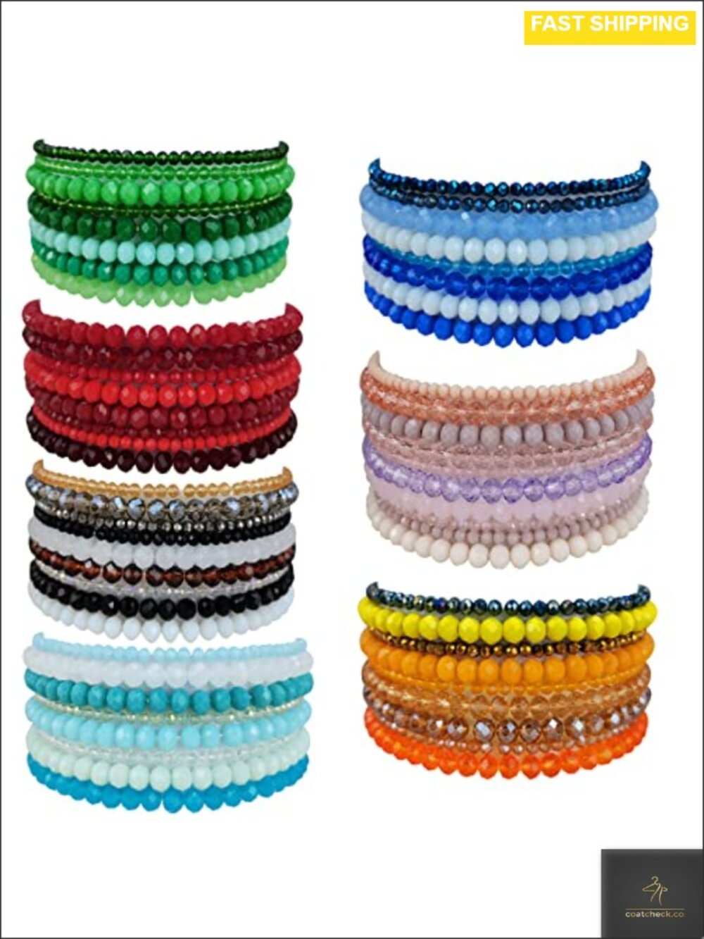 Gemstone Beaded Stretch Bracelets Round Crystal Adjustable Unisex Stackable